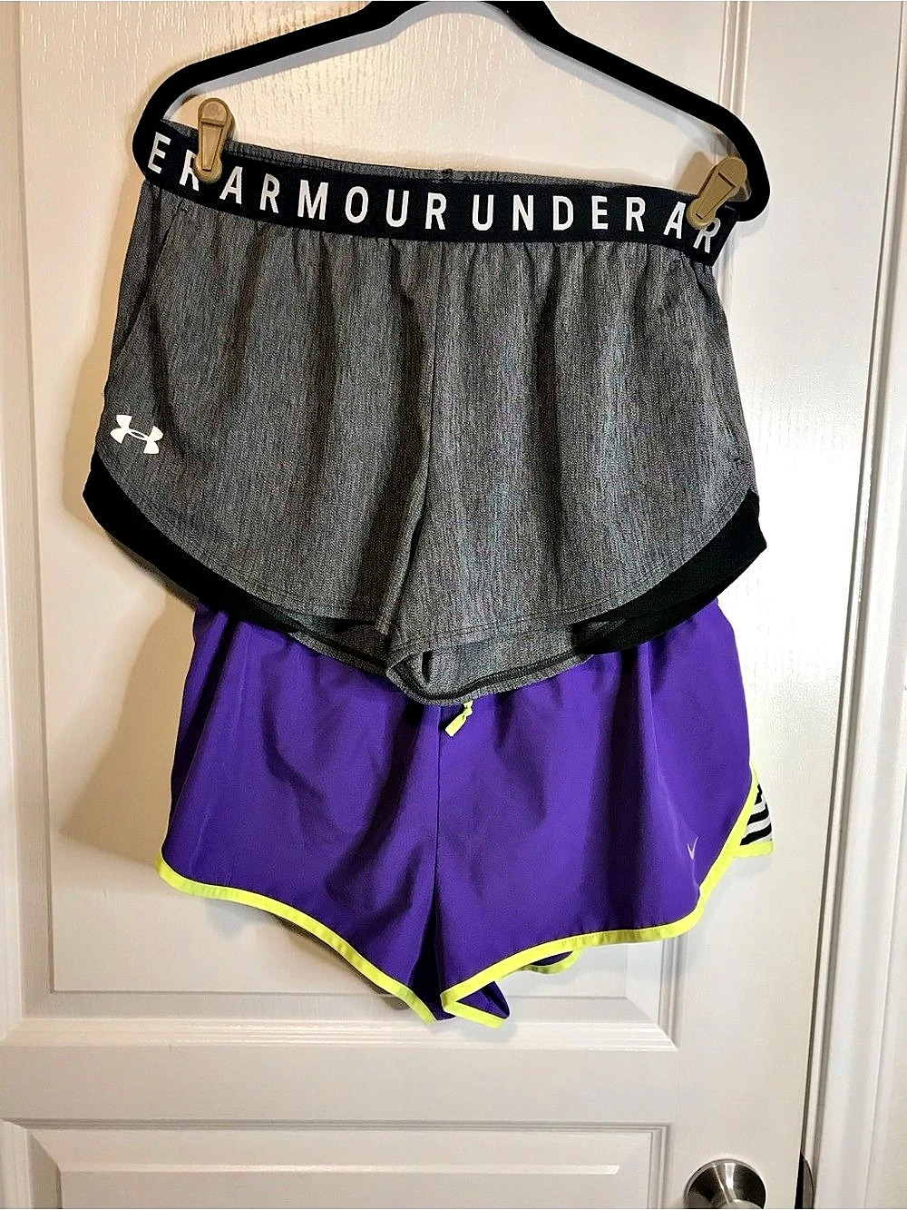 Under Armour Athletic & Nike Shorts Purple & Gray Size Large